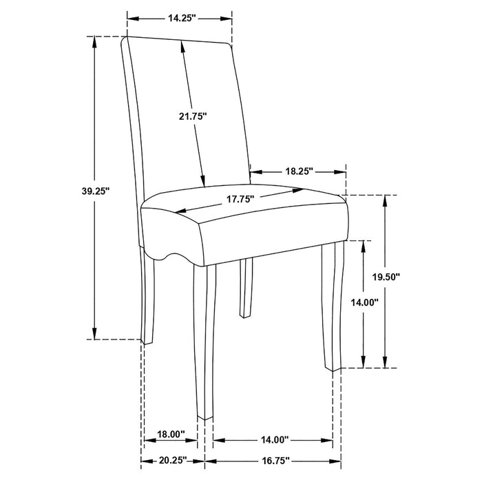 Upholstered Dining Chair Soft Padded Seat And Flared Back Design (Set of 2) - Gray