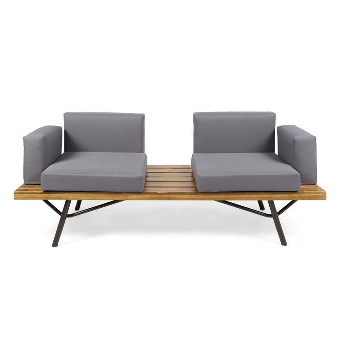 2 Piece Patio Set With Loveseat And Coffee Table - Natural / Dark Gray