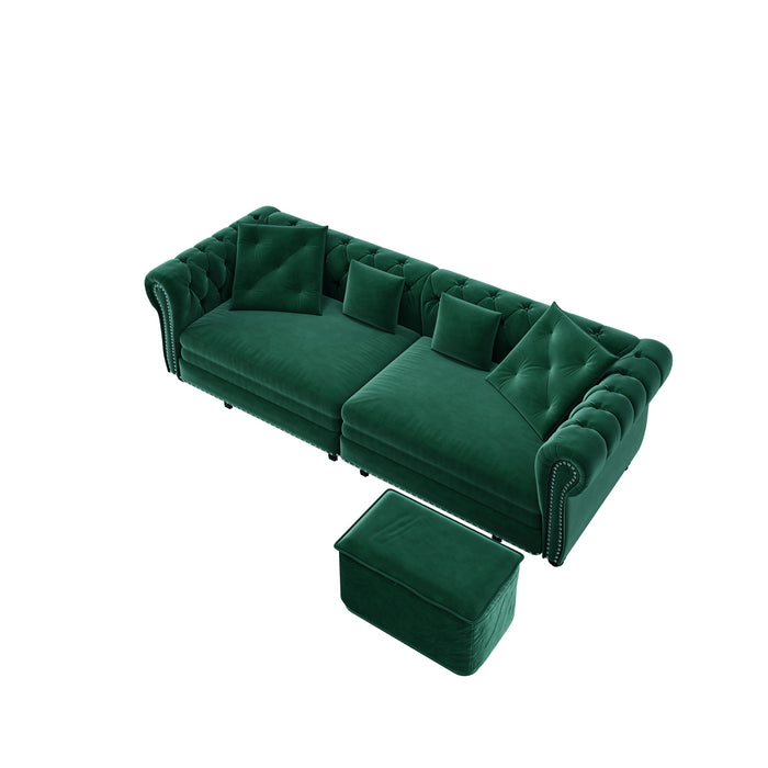 3 In 1 Pull Out Sofa Bed With Movable Ottoman