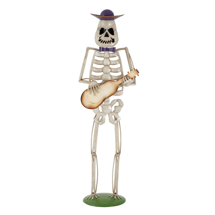 Halloween Skeleton Guitar Yard Decoration For Outdoor Porch - Ivory White