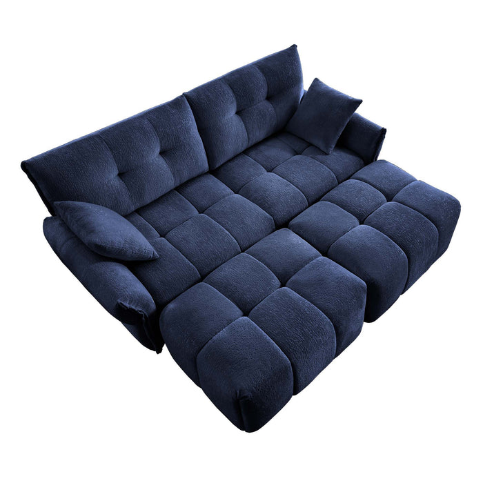 Sofa Set With Ottoman And Pillows, Textured, High Resilience Cushions
