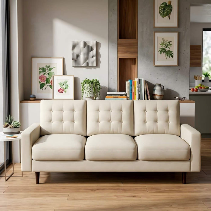 3 Seat Sofa Couch With Tufted Back Upholstered Couch For Living Room