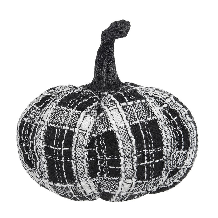 Light Plaid Pumpkin, For Holiday Halloween Decor - Black / White