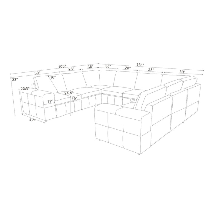 Modern Sectional Sofa With Large Square Arms