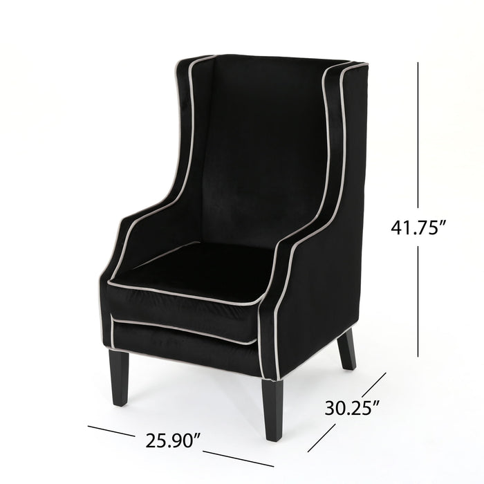 Elegant Velvet Club Chair With Tonal Piping