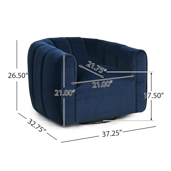 Serenizia - Upholstered Velvet Swivel Chair With Channel Tufted