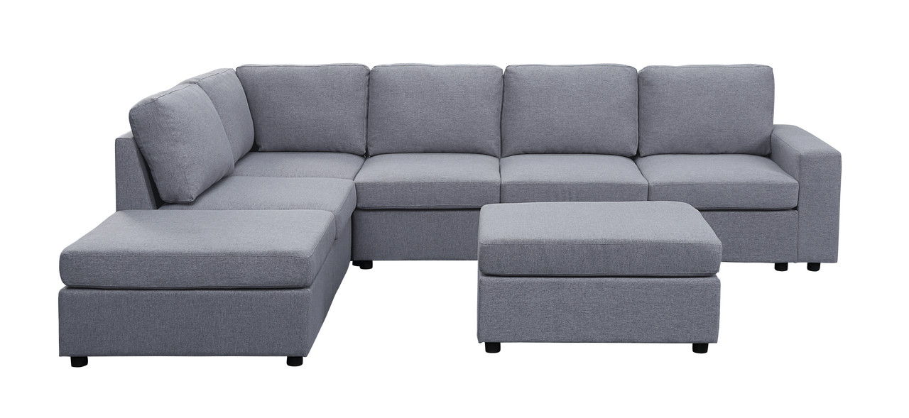 Cassia - 7 Seat Reversible Modular Sectional Sofa With Ottoman