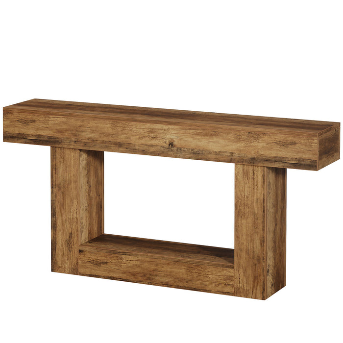Console Table With 2 Tier Storage, U Shaped Base