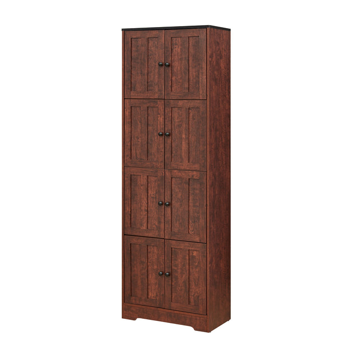 Tall Storage Cabinet With 8 Doors And 4 Shelves, Wall Storage Cabinet For Living Room, Kitchen, Office, Bedroom, Bathroom