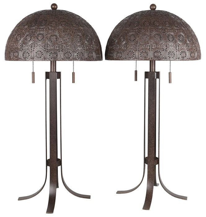 Bronze Tapestry - 28 X 14 - Metal Table Lamp (Set of 2) - Antique Bronze