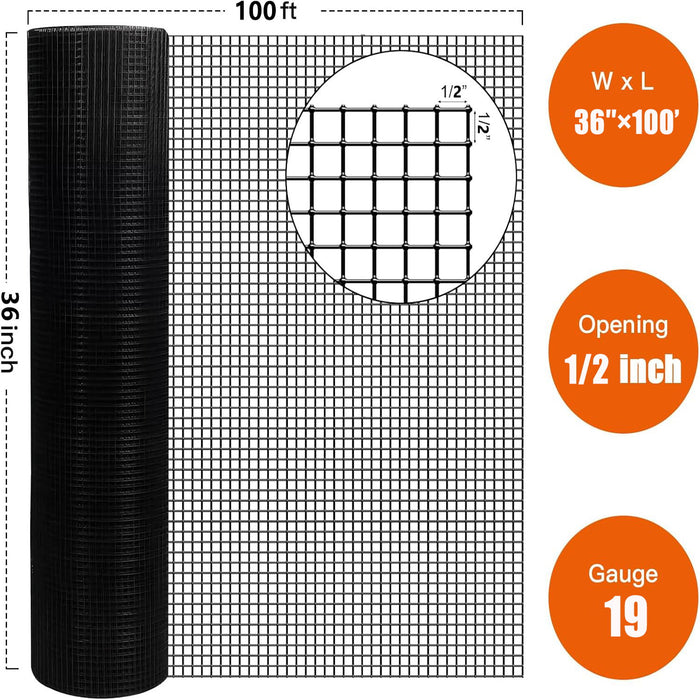 Vinyl Coated Hardware Cloth, For Poultry Netting And Home Improvement - Black