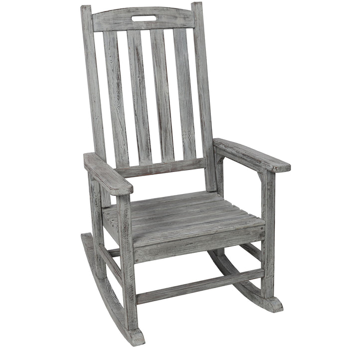 Oversized Porch Rocker Chair With Wide Seat And Tall Backrest