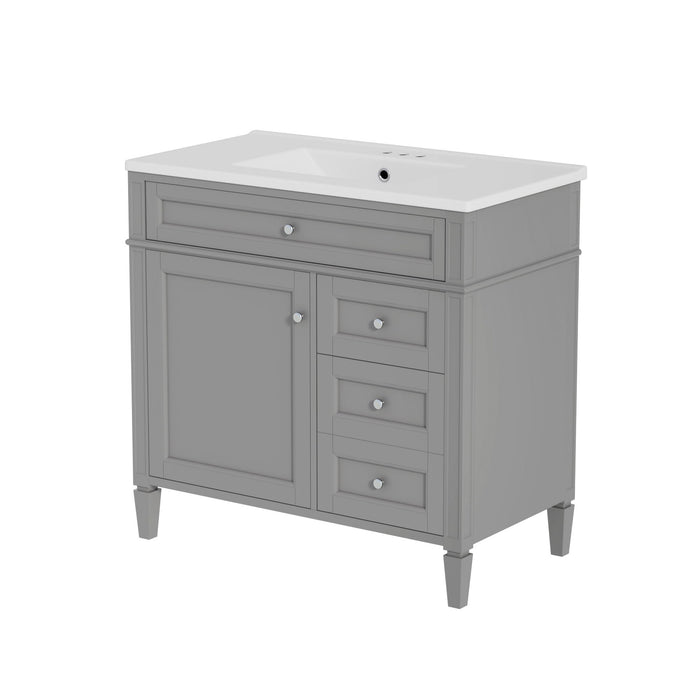Bathroom Vanity With Sink, Rectangular Storage Cabinet & 2 Drawers And Tip Out Drawer
