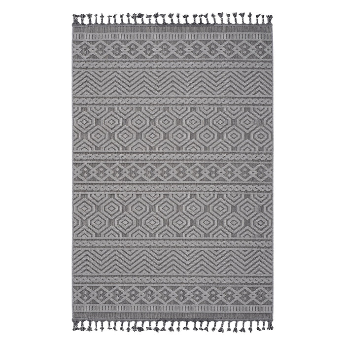 Guros - 6' X 9' Geometric Indoor / Outdoor Area Rug - Gray / White