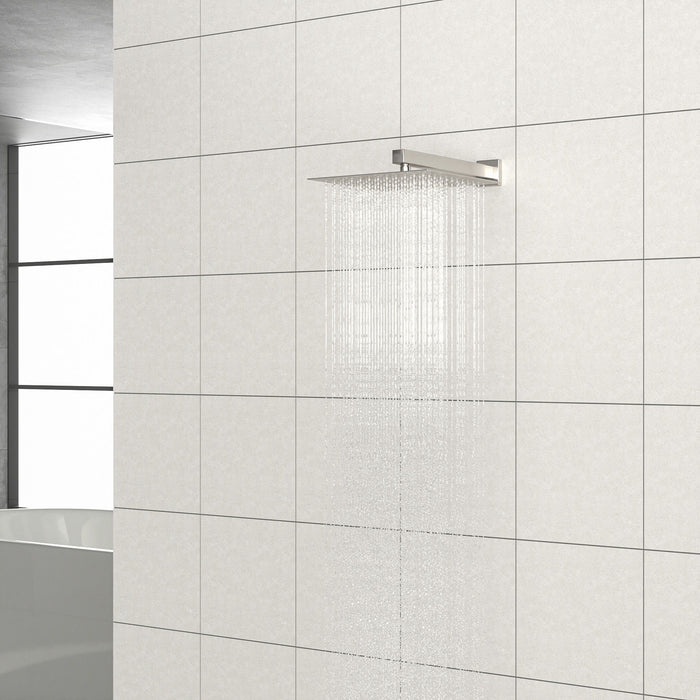 16" Square Rainfall Shower Head Fixed Wall Mount With Full Body Coverage & Self Cleaning Silicone Nozzles