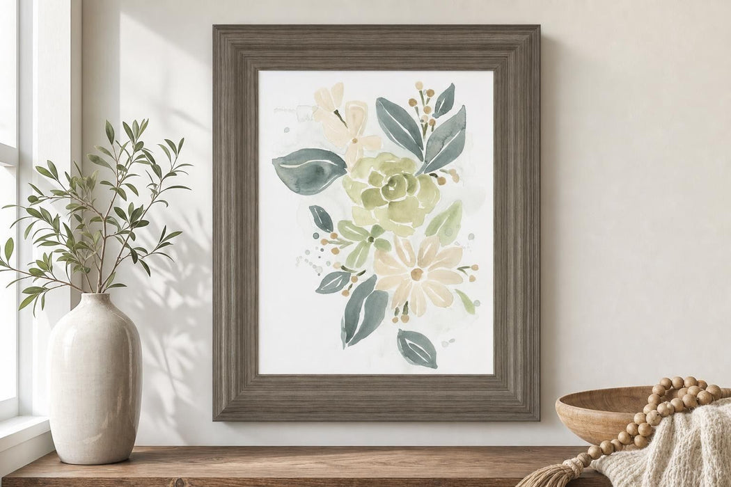 22x26 Spring Greens I By June Erica Vess - White
