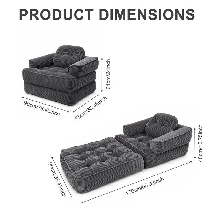 Convertible 2 In 1 Armrest Sofa For Bedroom