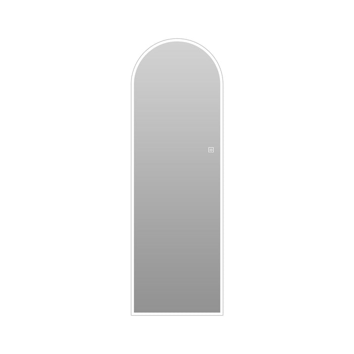 LED Full Length Wall Mirror With Symmetrical Arch Design, Dimmable 3 Color Temperature Lighting - Silver