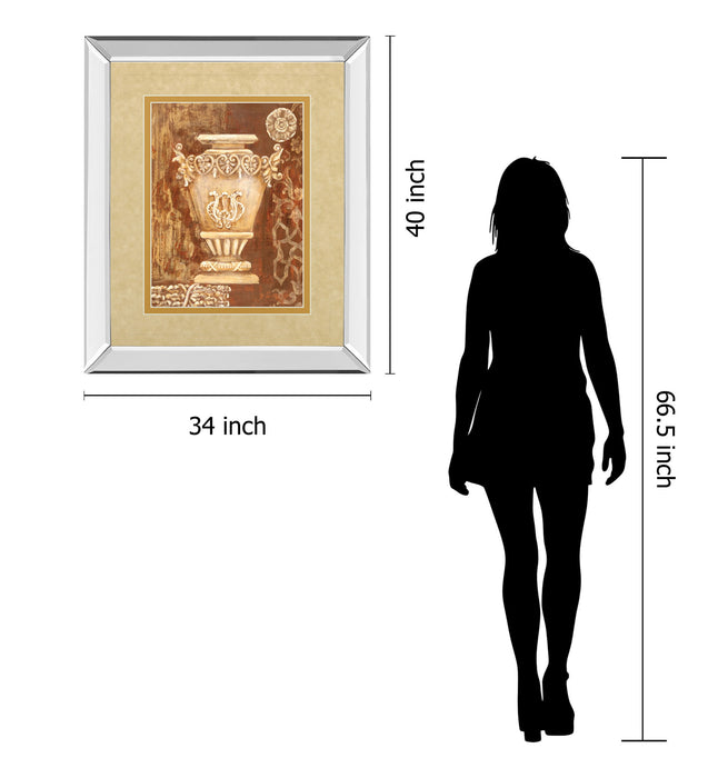 Precious Antiquity Il By Studio Nuvo - Mirror Framed Print Wall Art - Red