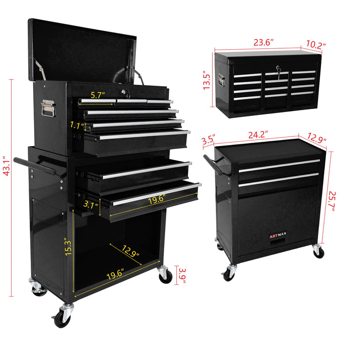 High Capacity Rolling Tool Chest With Wheels And Drawers, Storage Cabinet