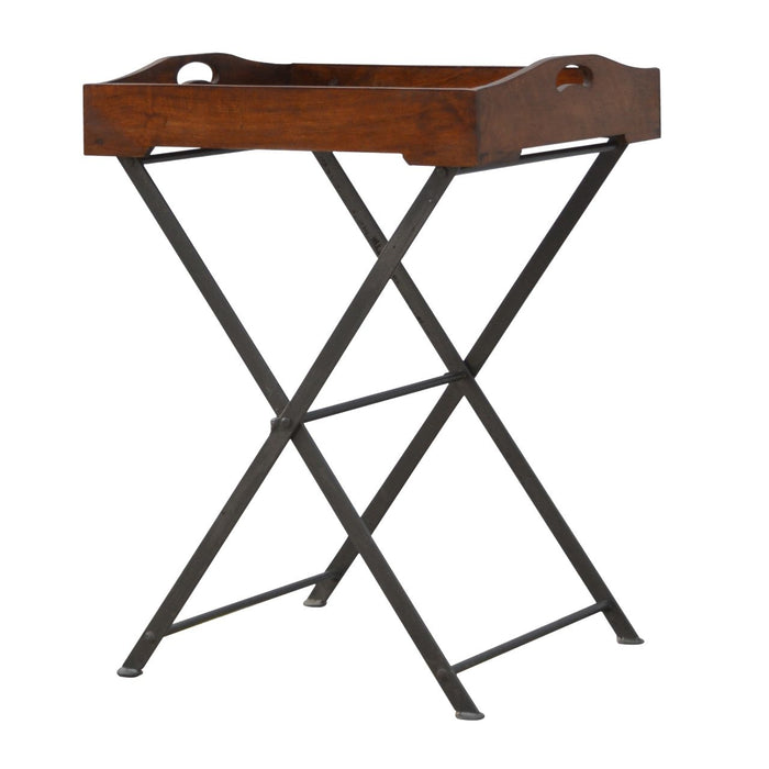 Tray With Cross Base - Brown / Steel Gray