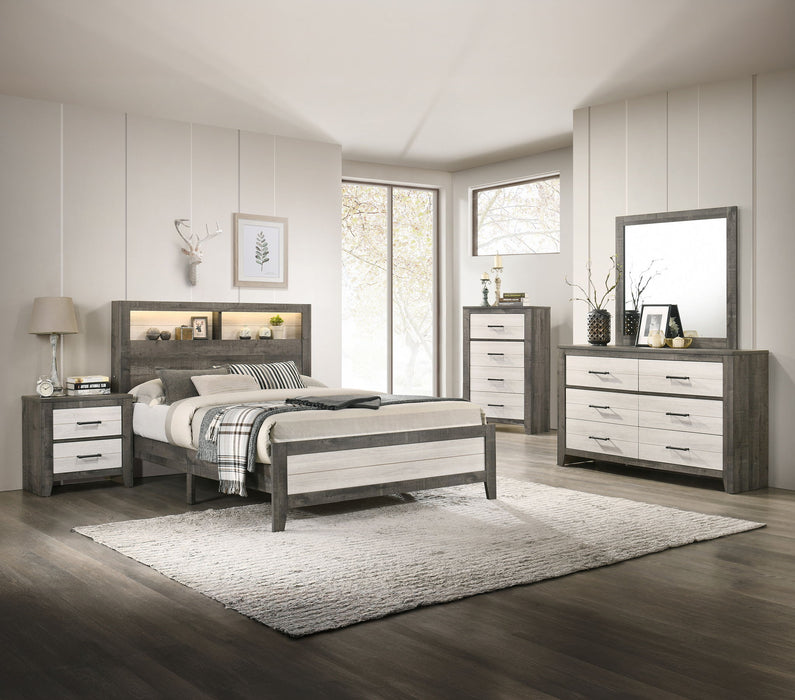 Rhett - Queen 5 Piece Bedroom Set - Chalk / Gray
