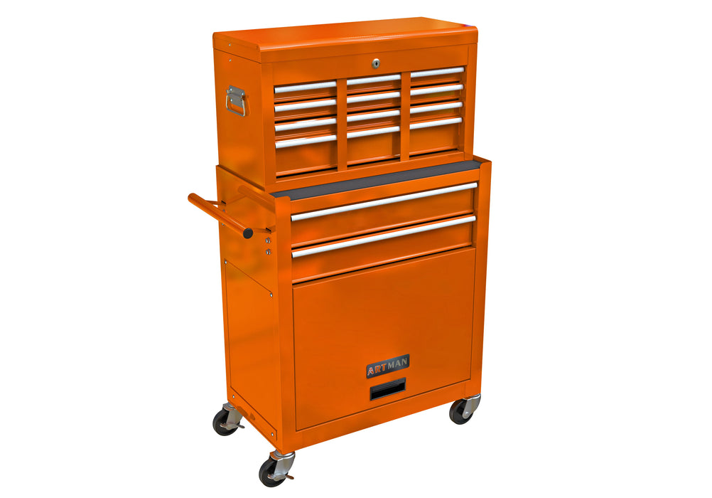 High Capacity Rolling Tool Chest With Wheels And Drawers, 8-Drawer Tool Storage Cabinet - Orange