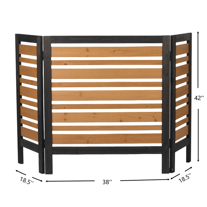 3 Panel Outdoor Air Conditioner Fence Screen - Black / Gold