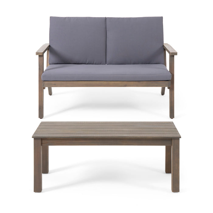 Avacyn - Outdoor Loveseat And Coffee Table Set With Cushions - Dark Gray