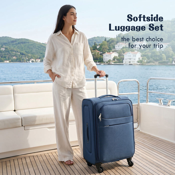Softside Luggage 4 Piece Set With Expandable Spinner Wheels