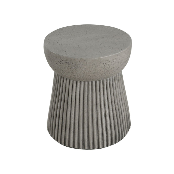 Modern Outdoor Lightweight Concrete Side Table With Hourglass Design - Light Gray