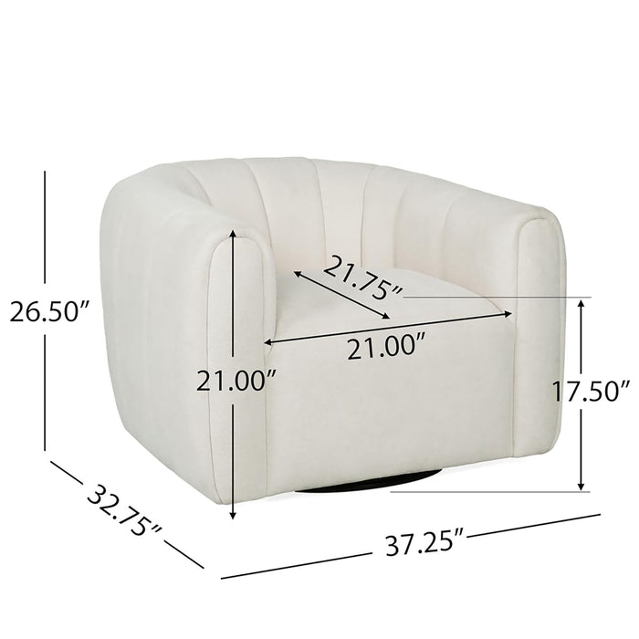 Serenizia - Upholstered Velvet Swivel Chair With Channel Tufted