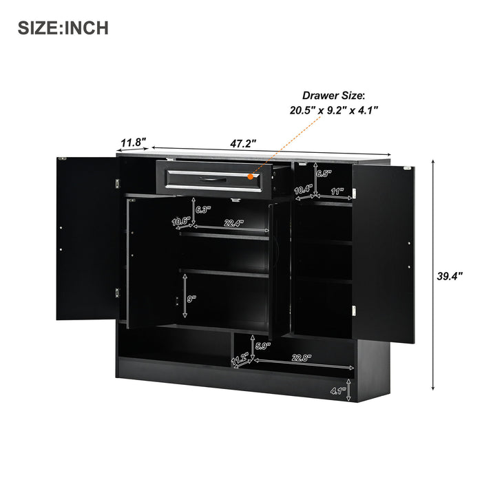 Sleek And Modern Shoe Cabinet With Adjustable Shelves, Space Saving Design
