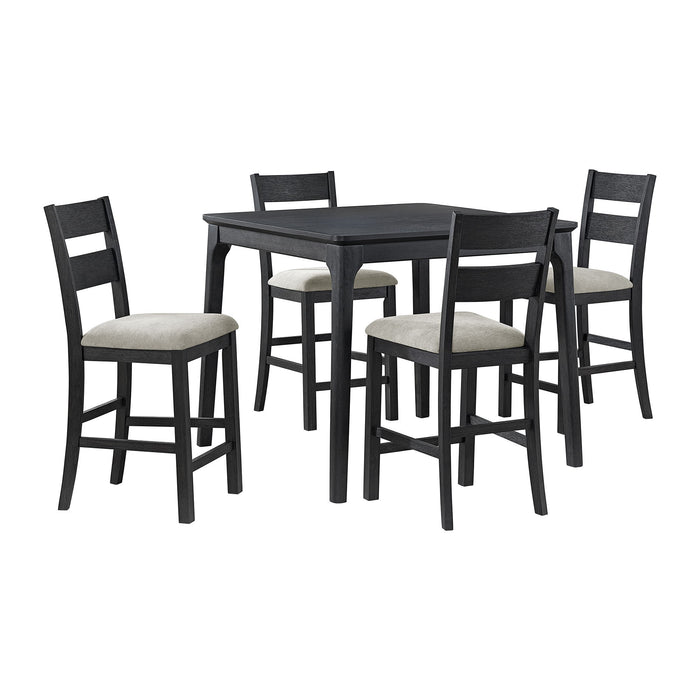 Garcia - 5 Piece Counter Set With Table And 4 Chairs - Black