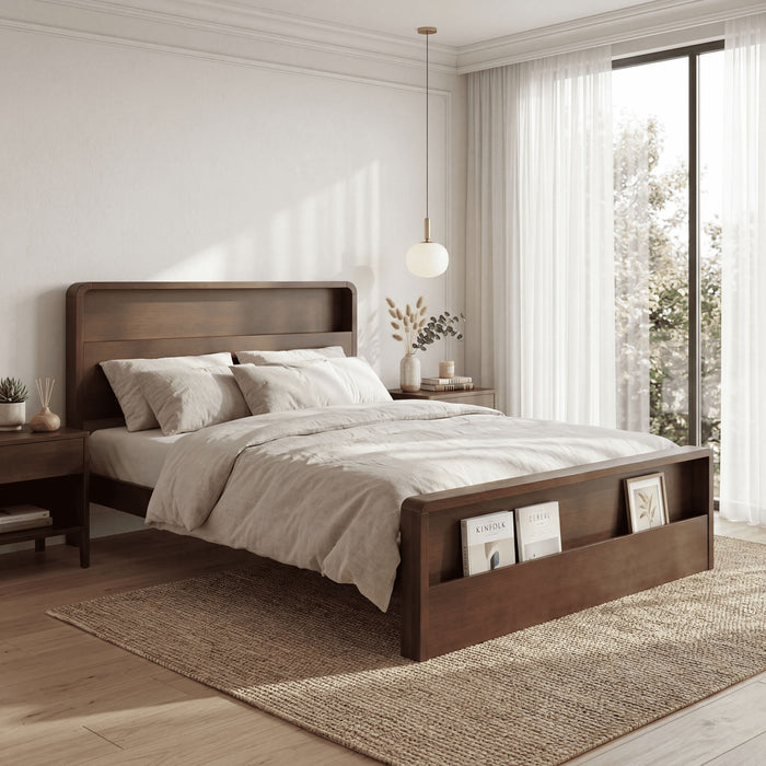 Bed Frame With Dual Open Storage Headboard And Footboard