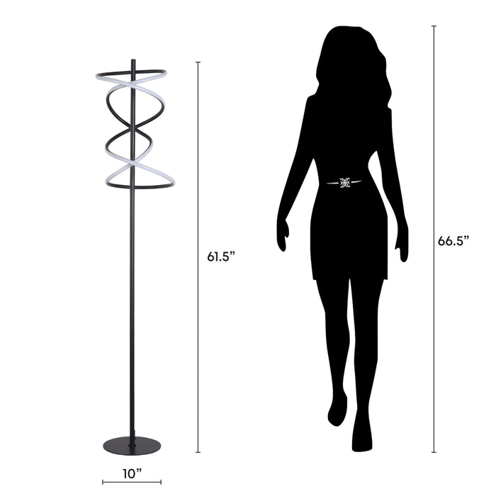 "Helix Radiance" LED Metal Floor Lamp - Matte Black