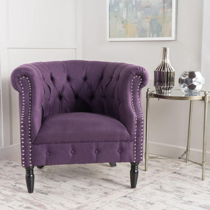 Celestialis - Upholstered Club Chair With Tub Design And Rolled Recessed Armrests