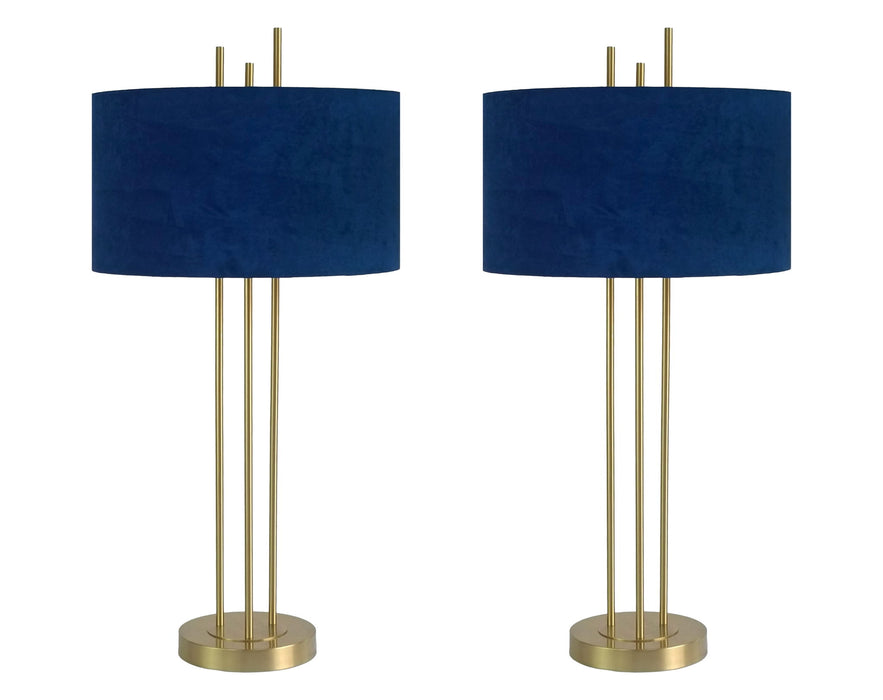 "Velvet Radiance" Metal Table Lamp (Set of 2) - Plated Gold Fiish
