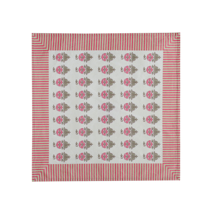 Crissy - Cotton Canvas Printed Napkins (Set of 4) - Pink Vintage Floral