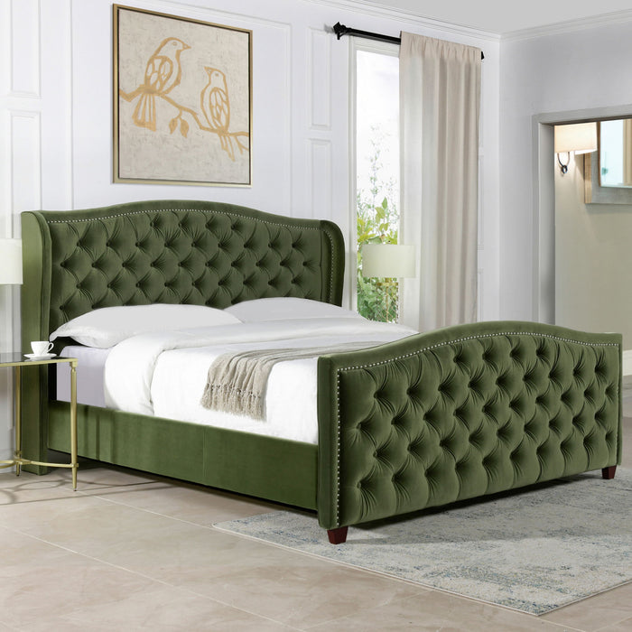 Marcella - Upholstered Shelter Headboard Bed Set