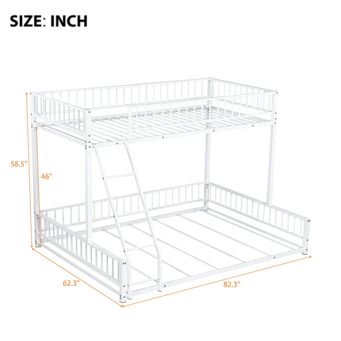 Bunk Bed Frame With Ladder And Safety Guardrails