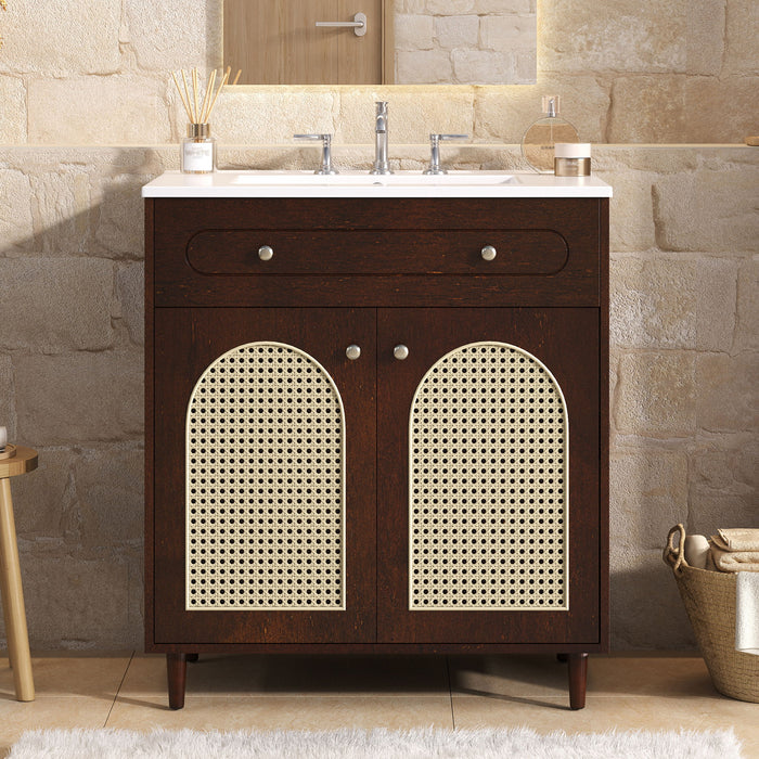 Modern Bathroom Vanity With Sink, Cabinet With Adjustable Shelf