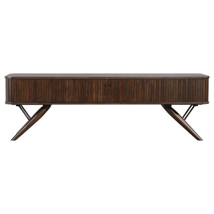 Valna - Wood TV Stand With Sliding Doors - Walnut