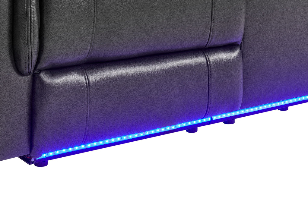 U8879 - 2 Piece Living Room Set (Power Reclining Sofa With LED And Global Surround System And Power Console Reclining Loveseat) - Charcoal