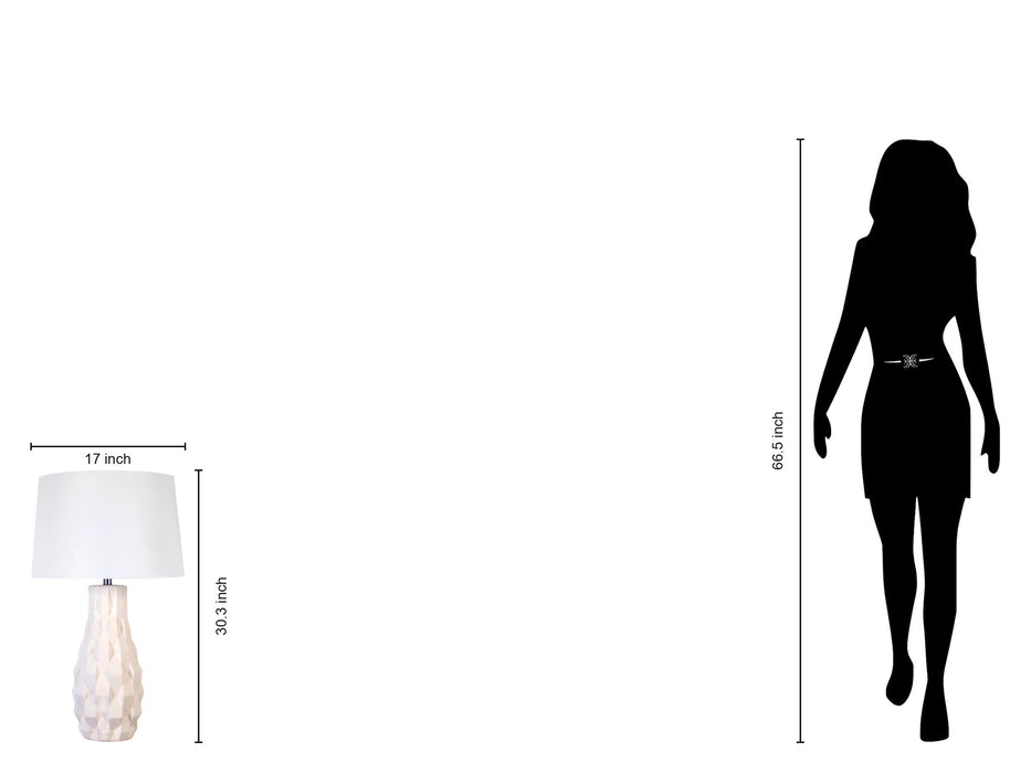 "Sculpted Elegance" Ceramic Table Lamp (Set of 2) - White Sand