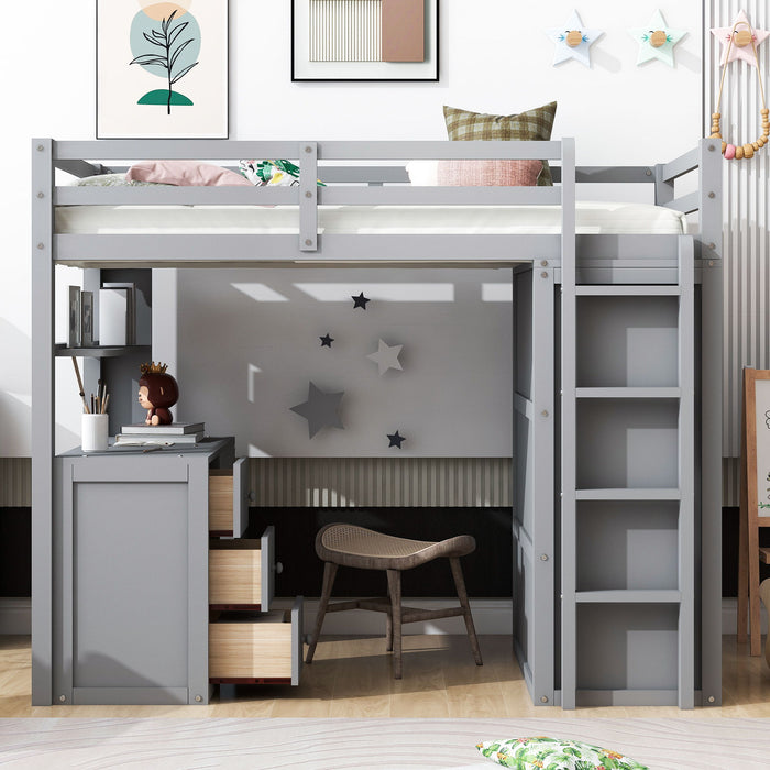 Loft Bed With Drawers, Desk, And Wardrobe