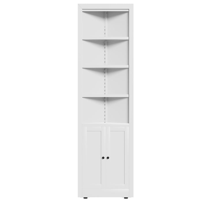 Tall Corner Storage Cabinet With 2 Doors, 5-Tier With Adjustable Shelves, Freestanding - White