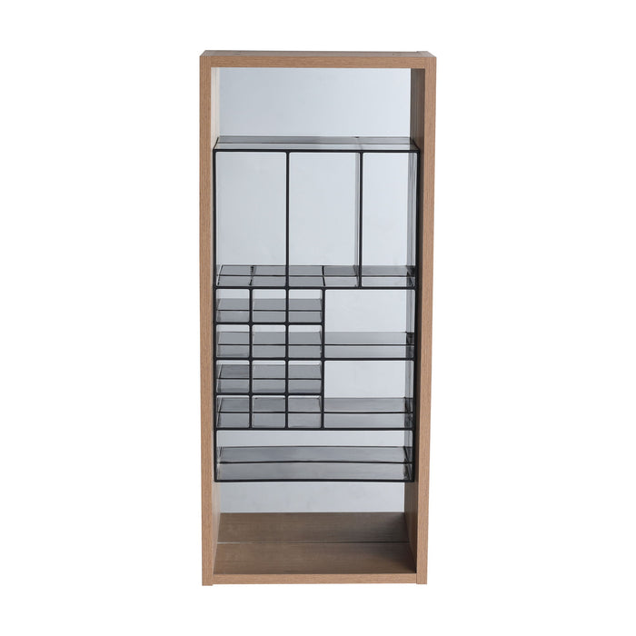 12" Wall Mounted Mirror Cabinet With Storage - Imitative Oak