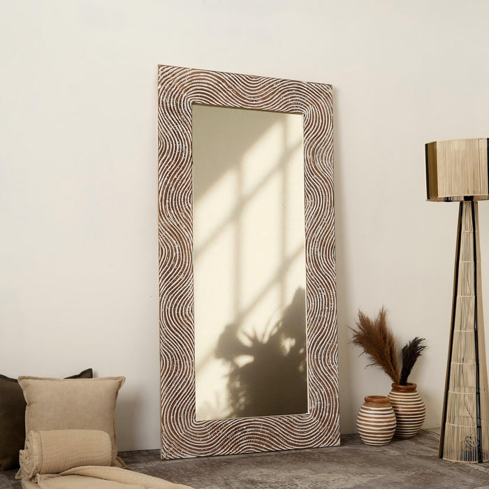 Handcarved Rectangle Mirror Accent With 3mm Glass - Antique White