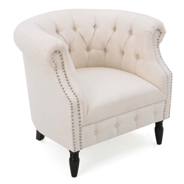 Celestialis - Upholstered Club Chair With Tub Design And Rolled Recessed Armrests